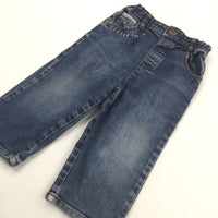 Mid Blue Denim Jeans with Small Beads On Pocket - Girls 12-18 Months