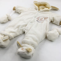 Woofff…' Dog Embroidered Thick Pramsuit - Boys 0-3 Months