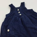 Dark Blue Lined Denim Dress with Bubble Hem - Girls 18-23 Months