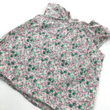 Flowers Green & Pink Cotton Blouse - Girls 12-18 Months