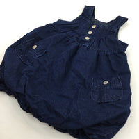 Dark Blue Lined Denim Dress with Bubble Hem - Girls 18-23 Months