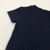 Sparkly Navy Lightweight Knitted Viscose Blouse - Girls 5 Years