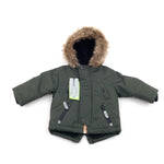 **NEW** Green Thick Parka Coat With Fur Hood - Boys 0-3 Months