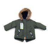 **NEW** Green Thick Parka Coat With Fur Hood - Boys 0-3 Months