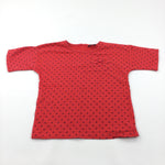Hearts Red & Navy Thick T-Shirt/Sleeveless Lightweight Sweatshirt - Girls 9-10 Years