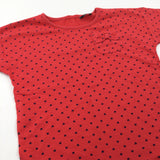 Hearts Red & Navy Thick T-Shirt/Sleeveless Lightweight Sweatshirt - Girls 9-10 Years