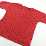 Hearts Red & Navy Thick T-Shirt/Sleeveless Lightweight Sweatshirt - Girls 9-10 Years