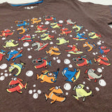 Colourful Fish Brown T-shirt- Boys 12 Years