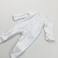 White Babygrow with Integrated Mitts - Boys/Girls Tiny Baby