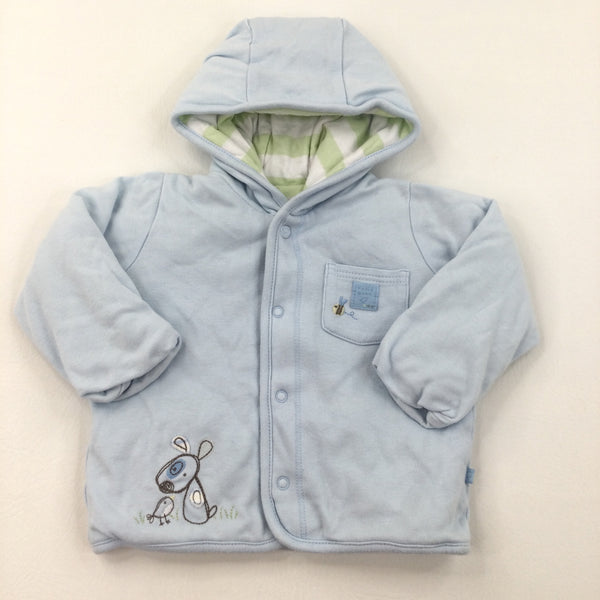 Embroidered Dog & Bird Pale Blue Jacket - Boys 3-6 Months