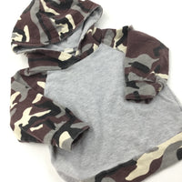 Grey & Brown Camo Hoodie - Boys 18-24 Months