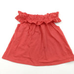 Red Off-The-Shoulder Top with Frill Detail - Girls 7 Years