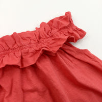 Red Off-The-Shoulder Top with Frill Detail - Girls 7 Years