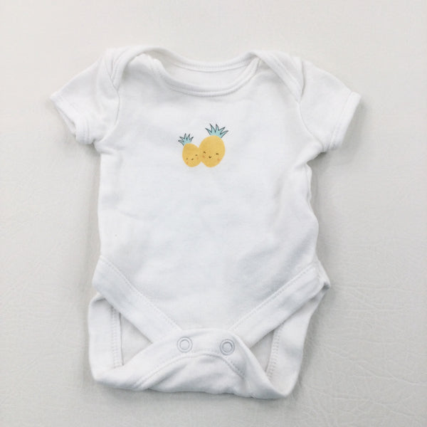 Pineapples White Short Sleeve Bodysuit - Boys/Girls Newborn
