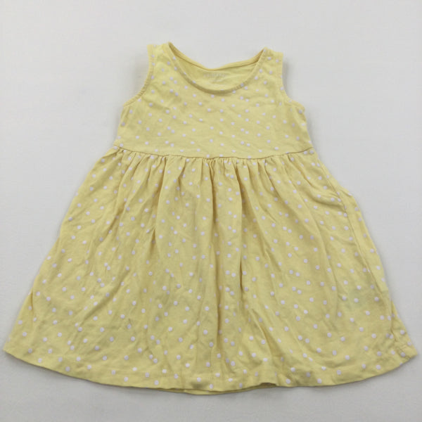 Spotty White & Yellow Lightweight Jersey Dress - Girls 12-18 Months