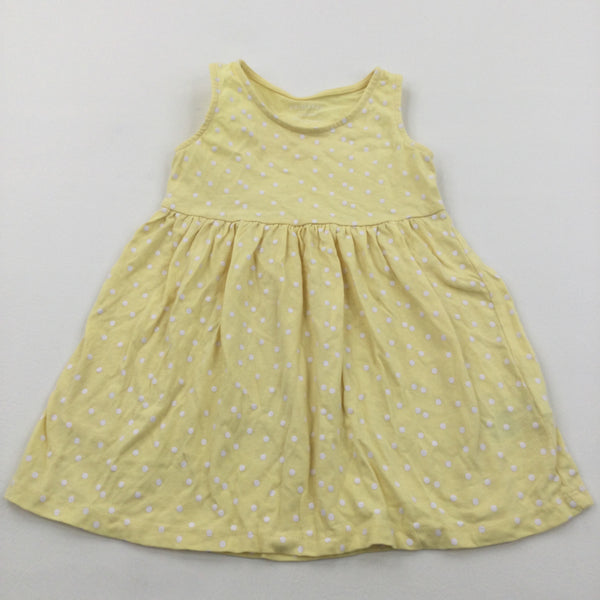 Spotty White & Yellow Lightweight Jersey Dress - Girls 12-18 Months