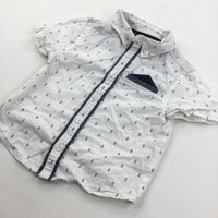 Arrows Navy & White Cotton Shirt - Boys 18-24 Months
