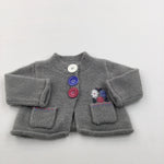 Flowers Grey Knitted Cardigan - Girls 0-3 Months