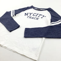 'NY City Track' Blue And White Long Sleeve Top - Boys 12 Years
