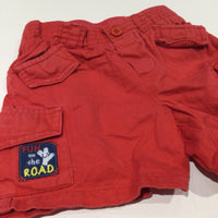 'Fun On The Road' Mickey Mouse Red Cotton Twill Shorts - Boys 12-18 Months