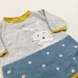 Rabbit Spotty Knitted Grey & Blue Dress