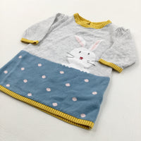 Rabbit Spotty Knitted Grey & Blue Dress