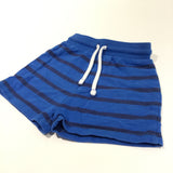 Blue & Navy Striped Jersey Shorts - Boys 12-18m