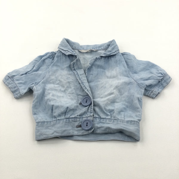 Light Blue Cropped Denim Shirt/Blouse - Girls 3-4 Years