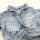 Light Blue Cropped Denim Shirt/Blouse - Girls 3-4 Years