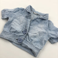 Light Blue Cropped Denim Shirt/Blouse - Girls 3-4 Years