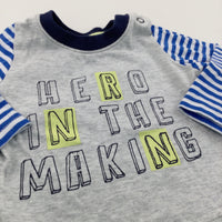 'Hero In The Making' Blue & Grey Long Sleeve Top - Boys Newborn