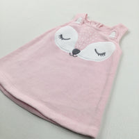 Fox Appliqued Pink Pinafore Dress - Girls 0-3 Months