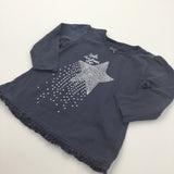 'Little Christmas Star' Sparkly Slate Blue Long Sleeve Christmas Top - Girls 6-9 Months