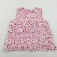 Lace Flowers Pink Sleeveless Top - Girls 11-12 Years