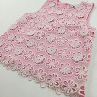 Lace Flowers Pink Sleeveless Top - Girls 11-12 Years