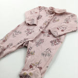 Flowers Pink Sleepsuit - Girls 0-3 Months