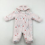 Bunnies Light Pink Pramsuit - Girls 0-3 Months