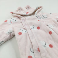 Bunnies Light Pink Pramsuit - Girls 0-3 Months