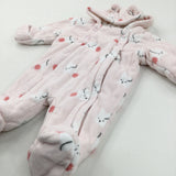 Bunnies Light Pink Pramsuit - Girls 0-3 Months