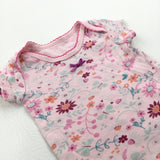 Flowers & Butterflies Pink & Blue Bodysuit - Girls 0-3 Months