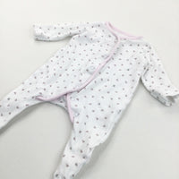 Flowers Pink & White Babygrow with Integrated Mitts - Girls Early Baby
