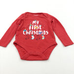 'My First Christmas' Red Long Sleeve Bodysuit - Boys/Girls 9-12 Months
