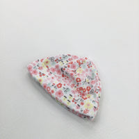 Colourful Flowers White Jersey Hat - Girls Tiny Baby