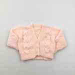 Light Coral Knitted Cardigan - Girls 0-3 Months