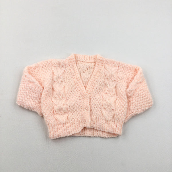 Light Coral Knitted Cardigan - Girls 0-3 Months