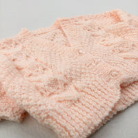 Light Coral Knitted Cardigan - Girls 0-3 Months