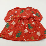 Peppa Pig Glittery Red Jersey Christmas Dress - Girls 2-3 Years