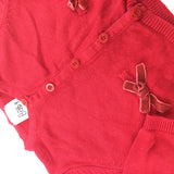 Bow Detail Red Cardigan - Girls 3-6 Months