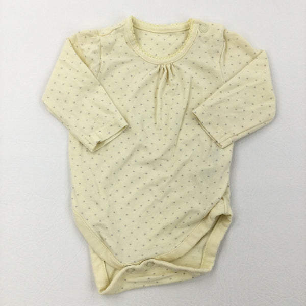 Spotty Yellow & Grey Long Sleeve Bodysuit - Girls Newborn