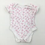 Flowers Pink & White Short Sleeve Bodysuit - Girls Newborn